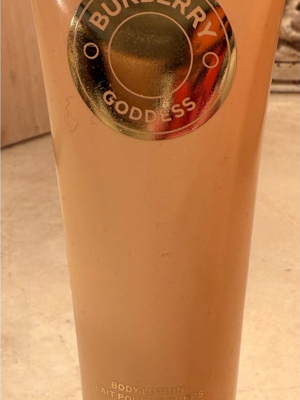 Burberry Goddess Body Lotion - Peach Beige Tube with Gold Logo